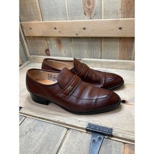 9d Vintage Montgomery Ward Leather Dress Loafer Shoe Mens Tan Brown